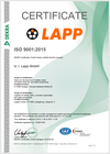 Certifikat LAPP ISO 9001:2015